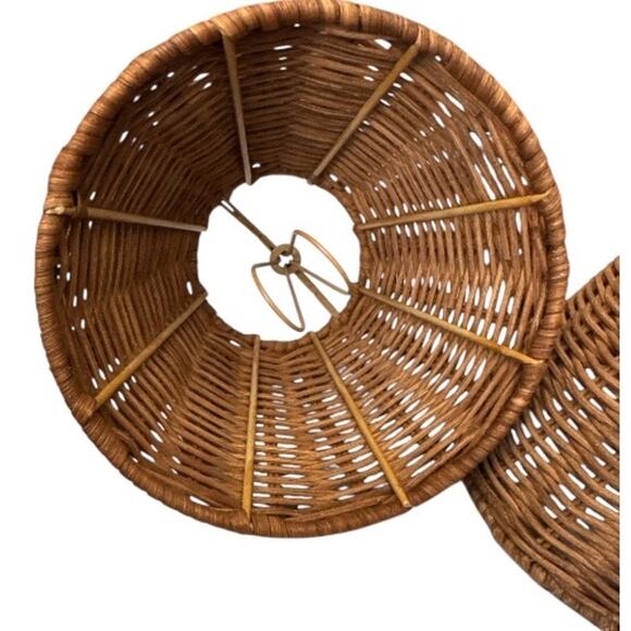 Brown Rattan Woven Chandelier Small Lamp Shades Set of 5 - Picture 3 of 10